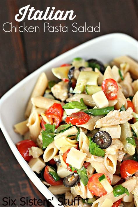 Season chicken lightly with salt and grill, turning occasionally, until golden brown and cooked through. Italian Chicken Pasta Salad / Six Sisters' Stuff | Six ...