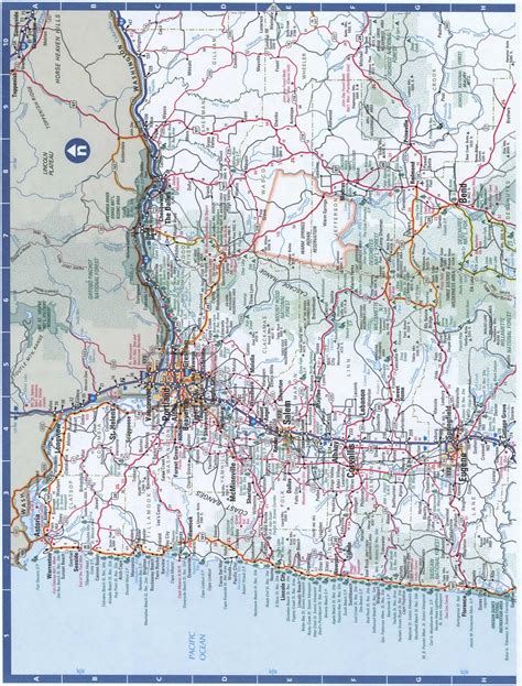 Western Oregon Detailed Highway Roads Mapmap Of West Oregon With Cities