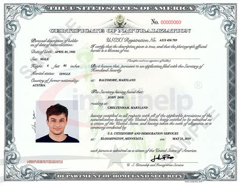 Sample Certificate Of Naturalization Citizenship Immihelp