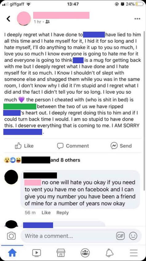 Classy Apology From A Cheating Girlfriend On Facebook Rtrashy