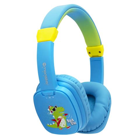 AudÍfonos Para NiÑos Monster Cool Kid Dino Rockstar Azul Entrekids