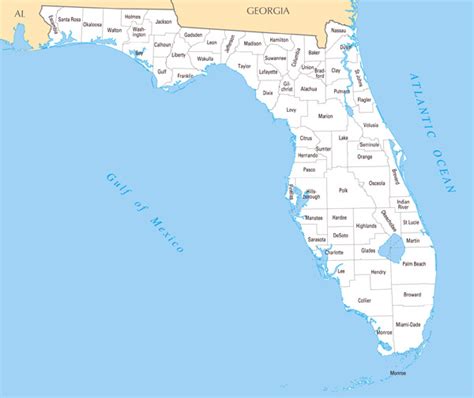Detailed Administrative Map Of Florida State Florida State Detailed