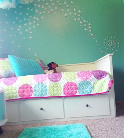 Get customized and affordable butterfly wall decor ideas to suit your character. Designs By Jeannine: Girls Turqoise and White Butterfly Room