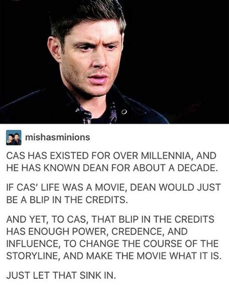 Cas Has Only Known Dean For About A Decade Cas Supernatural Spn Demon Dean Men Of Letters