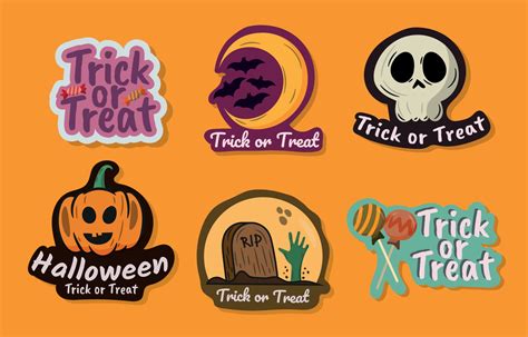 Halloween Trick Or Treat Stickers 3295044 Vector Art At Vecteezy