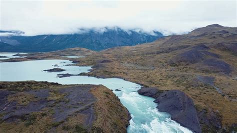 Aerial View Of The Salto Grande Waterfall In Torres Del Paine Park
