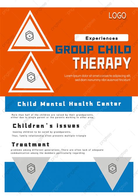 Childrens Group Psychotherapy Flyer Blue Red Geometric Template