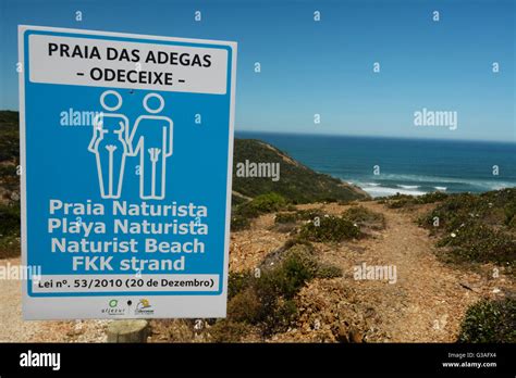 Portugal Algarve Odeceixe Nudist Adegas Beach Sign Stock Photo Alamy