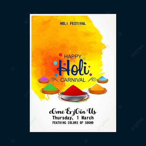 Holi Invitation With Yellow Background Template Download On Pngtree