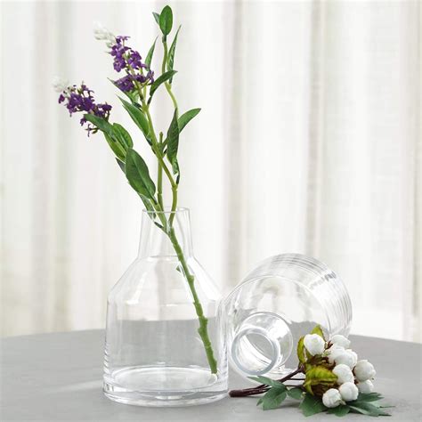 Efavormart 2 Pack 8 Tapered Neck Clear Glass Flower Vase Centerpieces Home And Kitchen