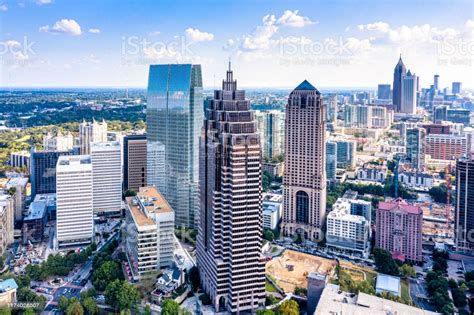 What is the significance of the blue light? Aerial View Downtown Atlanta Skyline Stock Photo ...