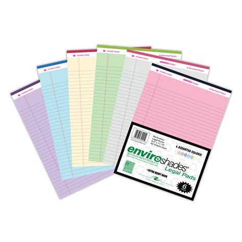 Roaring Spring Recycled Colored Legal Pads Pack Enviroshades Pads X Perforated