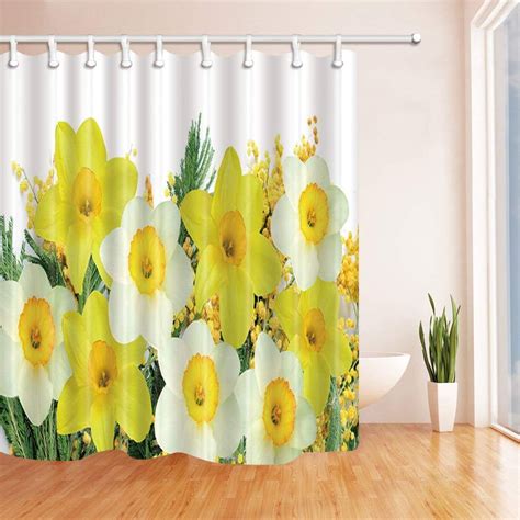 Bpbop Spring Yellow Flowers Polyester Fabric Bathroom Shower Curtain 66x72 Inches