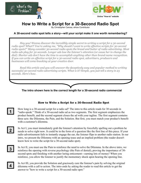 How To Write A Script For A 30 Second Radio Spot