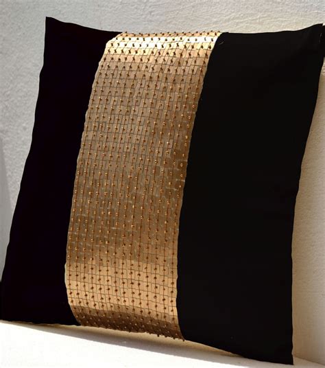 Handmade Black And Gold Throw Pillow Gold Sequin Pillow Amore Beauté