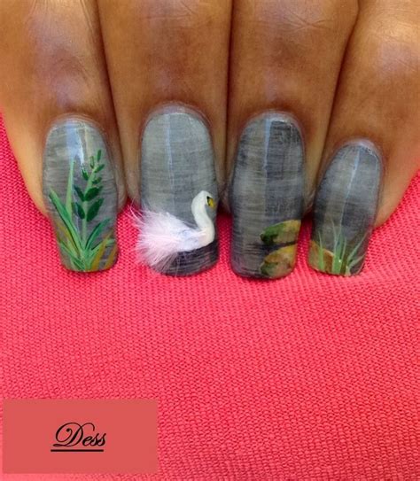 Maybe you would like to learn more about one of these? Swan lake | Nail art by Dess_sure (Dess) | Bird nail art ...