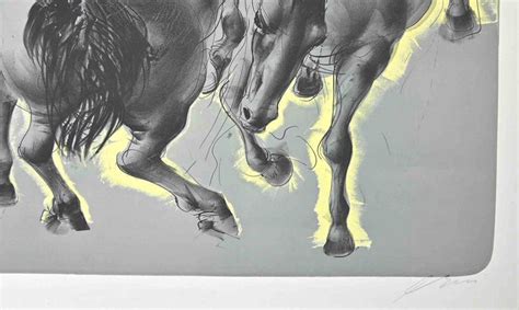 Hans Erni Horses Original Lithograph By Hans Erni Mid 20th