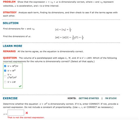 solved problem show that the expression v vo at is