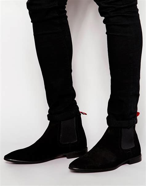 Ariel flat chelsea buckle boots. Asos Chelsea Boots In Suede in Black for Men | Lyst