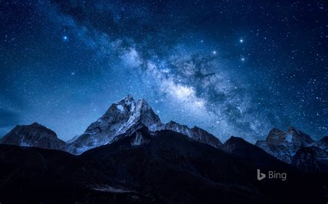 Milky Way Over The Himalayan Peak Ama Dablam In Nepal Bing Wallpapers