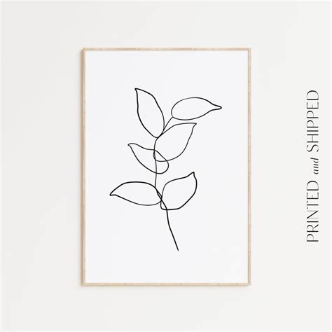 Drawing Of A Leaf Botanical Poster Plant Line Drawing Etsy