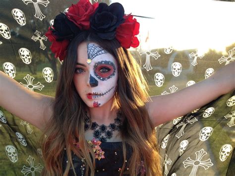 Diy Day Of The Dead Sugar Skull Makeupoutfithair Halloween Costume