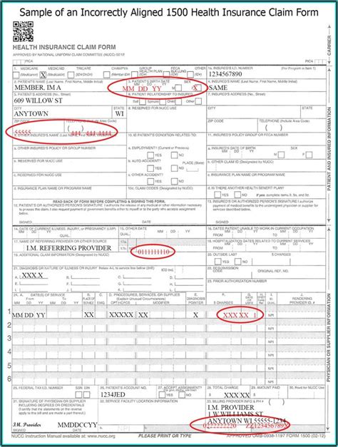 Cms 1500 Claim Form Sample Uses And Instructions Riset