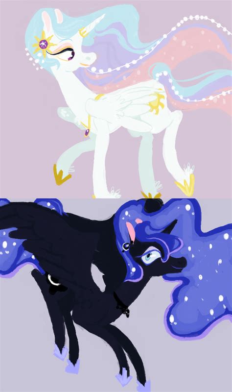 Princess Celestia And Princess Luna Drawn By Sugaryboogary Bronibooru