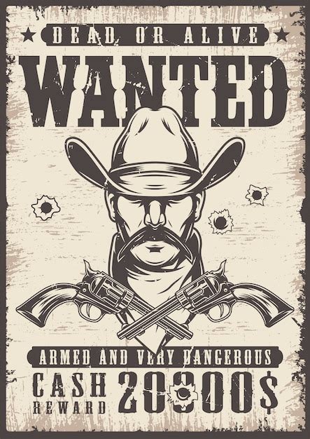 Free Vector Vintage Wanted Wild West Poster