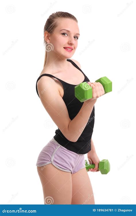 Fitness Girl With Dumbbells Stock Image Image Of Back Health