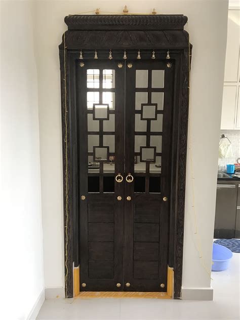 Pooja Room Door Designs With Glass And Wood
