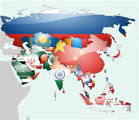Map Of Asia By Flags Asia Map European Map Travel Illustration