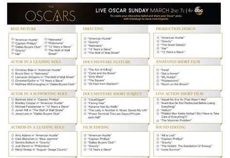 Print Your Oscar Ballot Business Insider