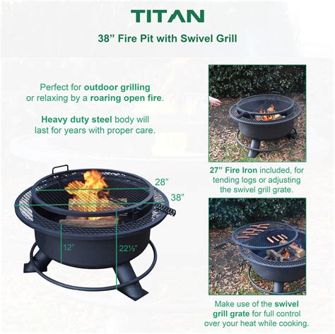 They are represented in many styles and varieties, from the simplest metal bowl with grate to complex. Large 38" Fire Pit With Swivel Grill - Backyard Fire Iron ...