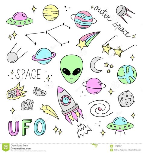 Check out our space doodles selection for the very best in unique or custom, handmade pieces from our clip art & image there are 662 space doodles for sale on etsy, and they cost €6.07 on average. Cute Outer Space Vector Objects And Writings Stock Vector ...