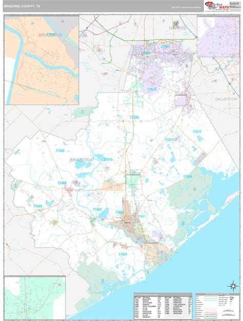 Brazoria County Tx Wall Map Premium Style By Marketmaps Mapsales