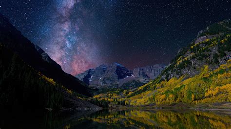2560x1440 Milky Way On Starry Night Landscape 4k 1440p Resolution Hd