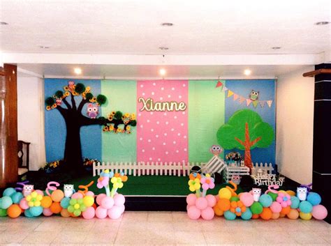 Beautiful oil paintings of great horned owls perched on a cypress tree are the right combination of graceful art. Owl themed party | Owl themed parties, Stage decorations ...