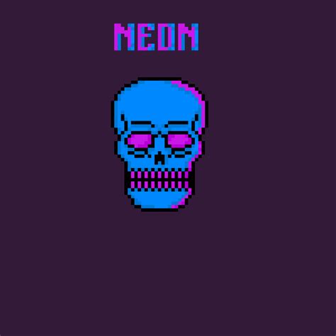 Pixilart Neon Skull By Oliverhakira