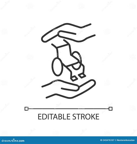 Support People With Disabilities Linear Icon Stock Vector