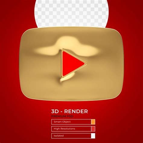 Premium Psd Youtube Gold Play Button 3d Render Gold Play Button