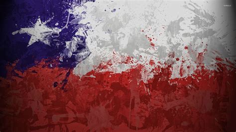 Chile Flag With Paint Drops Wallpaper Digital Art