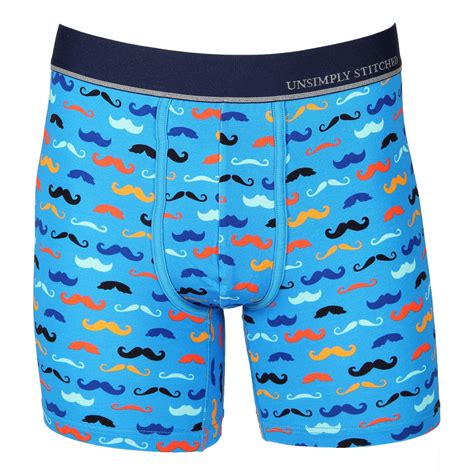 Unsimply Stitched Blu Mustaches Boxer Brief Cheapundies