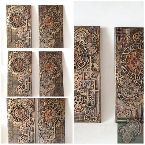 Exclusive Steampunk Handmade On Canvas Set Of 2 Steampunk 3d Etsy