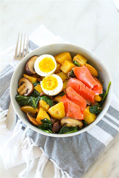 Savor smoked salmon for brunch with cream cheese and bagels or paired with eggs; Smoked Salmon Power Breakfast Bowl - Filling Breakfast - Zen & Spice