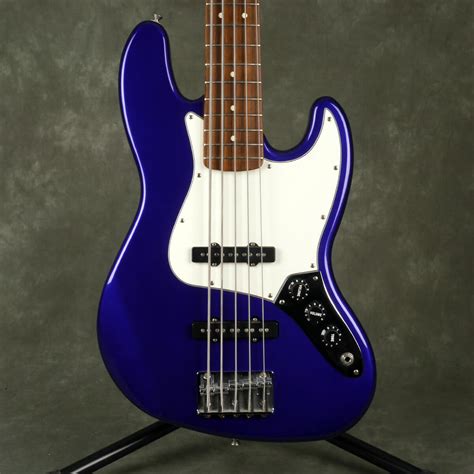 Fender Standard 5 String Jazz Bass Guitar Blue 2nd Hand Rich Tone Music