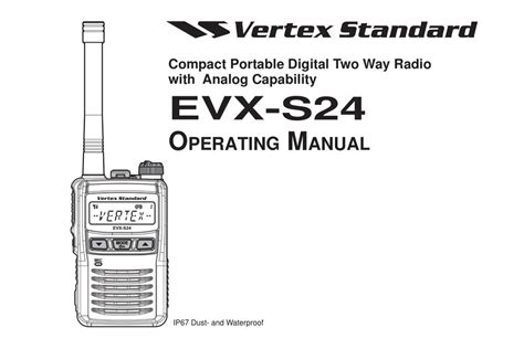 Vertex Standard Evx S24 Operating Manual Pdf Download Manualslib