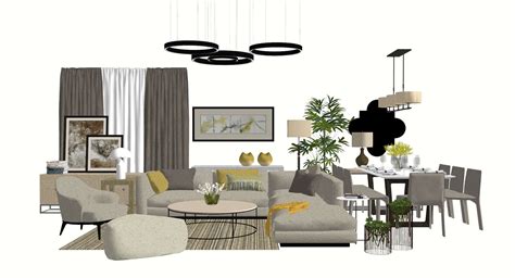 3d Living Room Set Sketchup Model Free Download