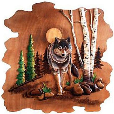 Solitary Wolf Rustic Wood Art Intarsia Wood Wood Art Intarsia Wood