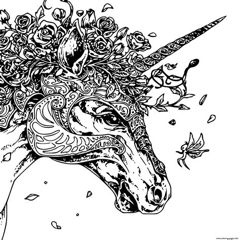 Unique Unicorn Head Adult Zentangle Coloring page Printable